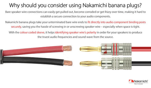 Nakamichi Ultimate Series 24K Gold Plated Beryllium Red Copper Banana Plug, 12-18 AWG Gauge Size, 4mm Connector, 10 Pcs