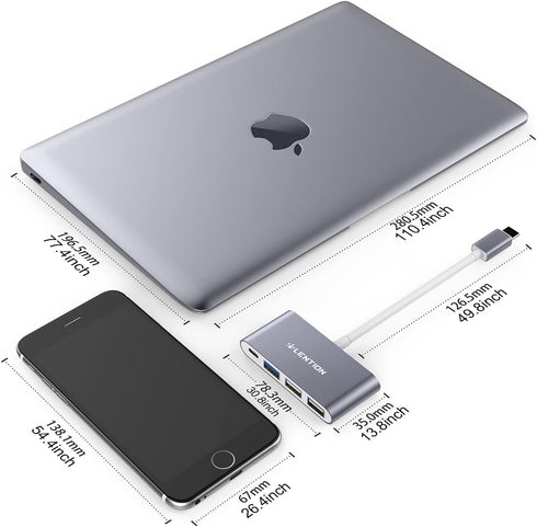 LENTION 4-in-1 3.0, 2.0 2025-2016 (M1-M5), 17-15 (C13, USB-C Hub with Type C, USB USB for MacBook Pro iPhone New Mac