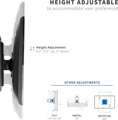 VIVO Height Adjustable 17 to 32 inch Single Monitor Articulating Wall Mount for Standing Workstations