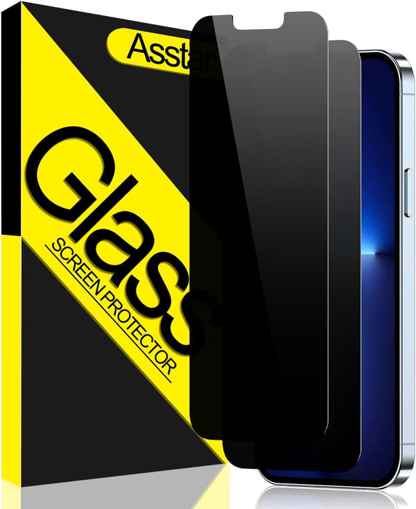 Asstar 2 Pack Privacy Screen Protector for iPhone 13 Pro Max 6.7", 9H Shatterproof Tempered Glass, Case Friendly,
