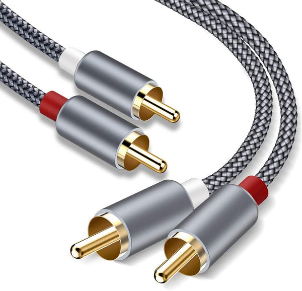 Goalfish 10M/32FT RCA Cable, 2RCA Male to Male Stereo Audio Cables, Hi-Fi Sound, Shielded, Grey for Home Theater