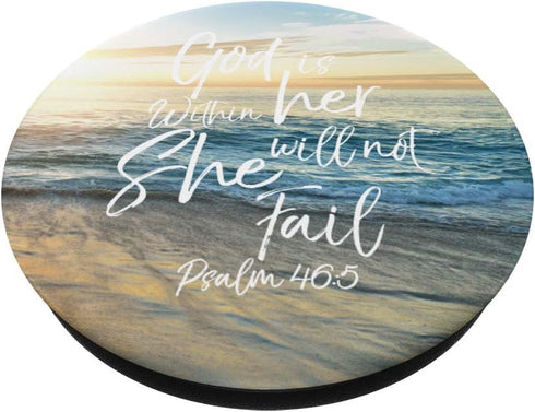 God is Within Her Christian Woman Bible Verse Ocean PopSockets Swappable PopGrip