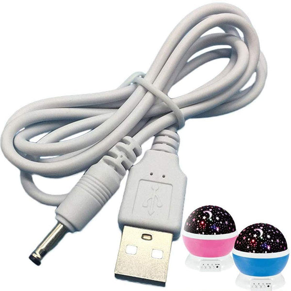 USB to DC 3.5 Cable for Constellation Night Light, Baby Kids Lamp, Moon Star Sky Projector - USB Charging Cable