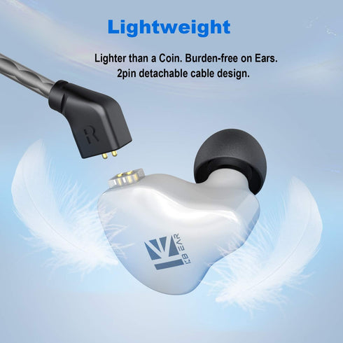 YINYOO KBEAR KS1 In Ear Monitor Bass Earbuds Wired, Clear Sound Stereo Headphones, High Resolution Noise Canceling