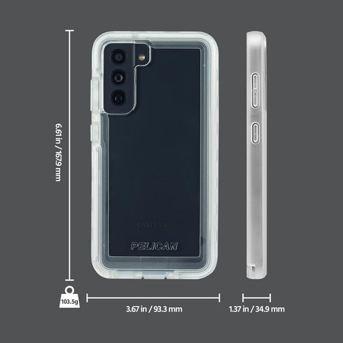 Pelican Voyager Series Samsung Galaxy S21 FE Case, Heavy Duty Rugged Phone Case with Belt Clip Holster, Clear