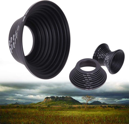 18Pcs Filter Ring Adapter Set - 37-82mm Metal Step Up/Down Rings Lens Adapter Filter Set for Digital SLR Camera