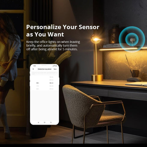 Smilewolf SNZB-06P Zigbee Human Presence Sensor, Motion Detector for Smart Home Automation with Alexa Compatibility.