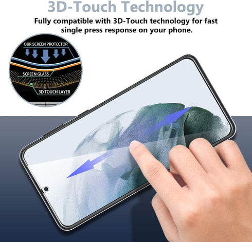 TOCOL 6 Pack Compatible with Samsung Galaxy S21 5G - 3 Pack Tempered Glass Screen Protector and 3 Pack Camera Lens