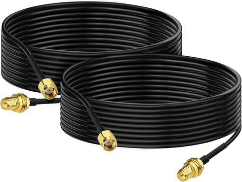 2-Pack RG174 3m 10 Bingfu WiFi Antenna Extension Cable RP-SMA Male to RP-SMA Female Bulkhead Mount Cable feet for WiFi