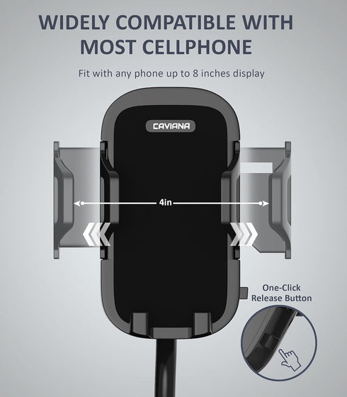 Double Phone Holder for Car Cup Holder – Flexible Neck, 360° Rotatable Cradle Car Phone Mount, Fits 2 iPhone, Samsung,