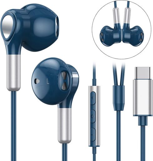 USB C Headphones for Samsung Galaxy S23 Ultra S22 S21 FE S20 A54 A53 USB C Earphones with Microphone in-Ear Headphones Wired Earbuds USB Type C Earphones for iPhone 15 Pro Max iPad Plus Pixel 8 7 6a 5