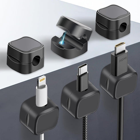 6 Pack Magnetic Cable Clip, Under Desk Cable Management, Adhesive Cord Clip Storage Box for Home Desk Phone Car Wall