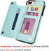 UEEBAI Case for iPhone XR, Luxury PU Leather Case with Card Slots, Stand Function, Butterfly Flower Pattern, Mint Green