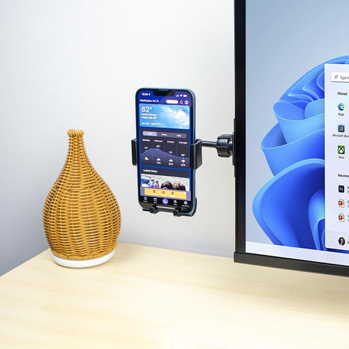 2-in-1 Monitor/Laptop Phone Holder & Headphone Hook Clip - Gravity Side Mount by GadgetRest