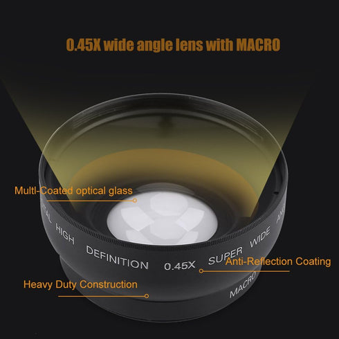 Wide Angle Macro Lens, 52mm 0.45X Magnification Universal Conversion Lens for Canon, Nikon, Sony