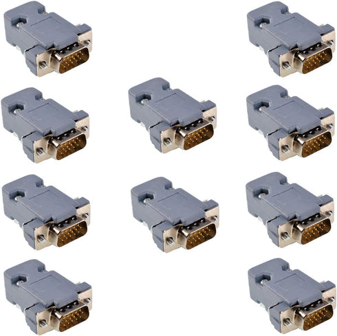 Oiyagai 10 Sets DB15 VGA Male Connector Kit, HD15 Solder Cup with Plastic Hoods, 15-Pin D-Sub Plug