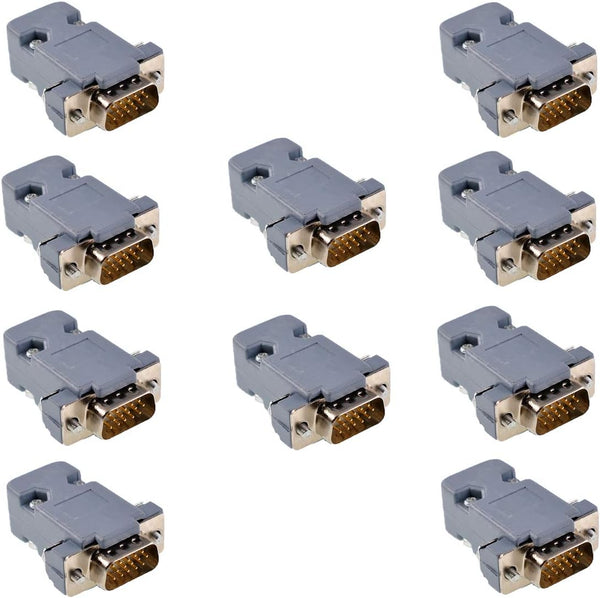 Oiyagai 10 Sets DB15 VGA Male Connector Kit, HD15 Solder Cup with Plastic Hoods, 15-Pin D-Sub Plug
