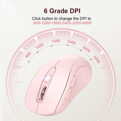 TECKNET Wireless Computer Mouse, 2.4G Wireless Bluetooth Mouse for Laptop, 6-Level Adjustable 4000 DPI, Portable