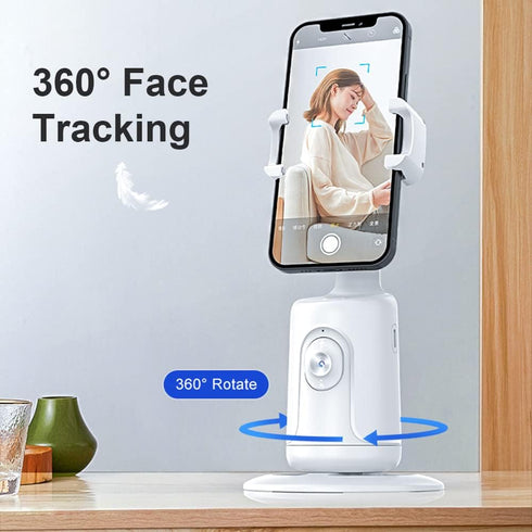 Auto Face Tracking Tripod - 360° Rotation Phone Holder for Vlogs, Live Streaming, No App Required, Pink