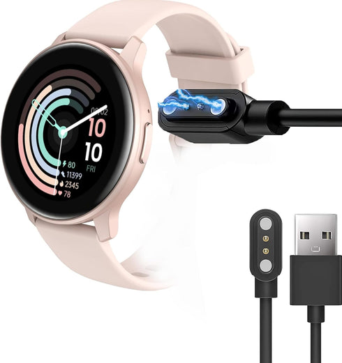 Compatible with TOUCHELEX Gaea Smart Watch Charger, Lamshaw Magnetic USB Charging Cable Replacement Charger Compatible for TOUCHELEX Gaea Series K802 1.28 Inches Smart Watch (2 Pack-Black+Black)