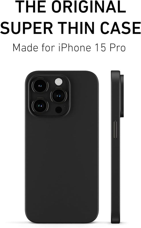 PEEL Original Super Thin Case Compatible with iPhone 15 Pro (Blackout) - Ultra Slim, Sleek Minimalist Design, Branding
