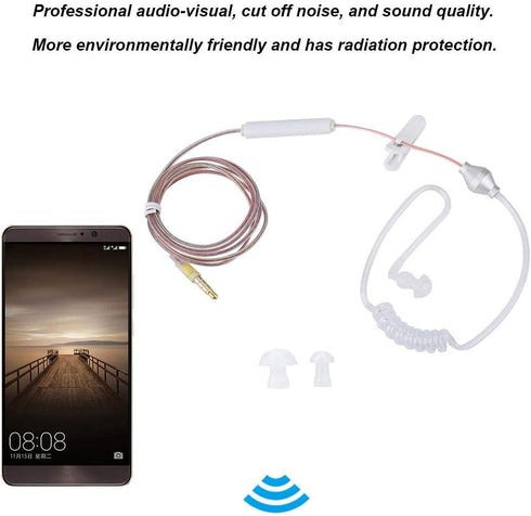 Yoidesu Universal 3.5mm Jack Acoustic Hollow Air Tube Earbuds with Microphone, Anti-Radiation Wired Earpiece (Clear)