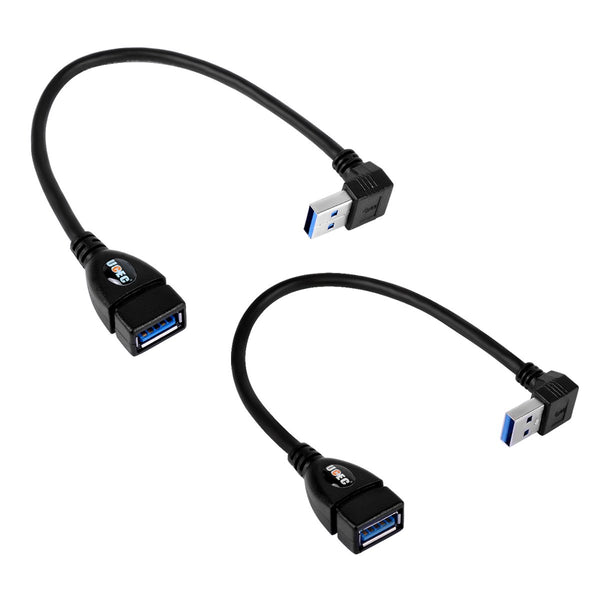 UCEC USB 3.0 Extension Cable, Male to Female 90 Degree Short Extension Cord, 6 Inch, 2 Pack (Black)