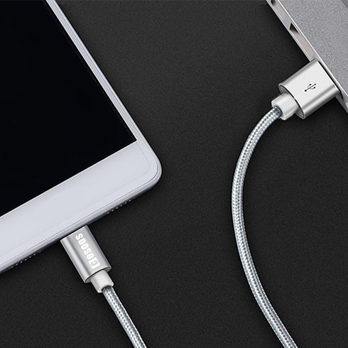 COSOOS Short Micro USB Cable, 4 Pack 9 Inch Nylon Charging and Syncing Cords for Samsung, Android Smartphones (Silver,