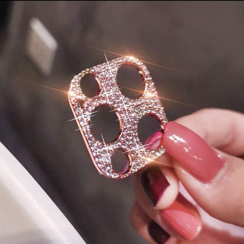 Omorro Bling Lens Protector for iPhone 12 Pro Max, 3D Glitter Crystal Diamond Camera Cover, Rose Gold (2 Pack)