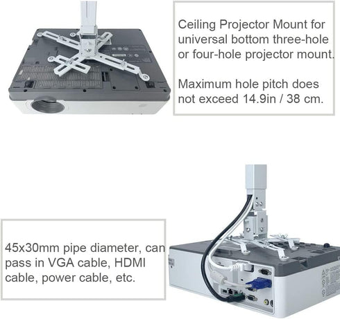 Coret 33 lbs Universal Projector Mount Adjustable Ceiling Wall Mount, Projector Extending Arms Mount for LCD/DLP Home