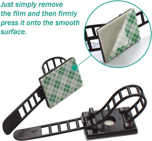 25 Pieces Desk Wire Organizer, Adhesive Cable Ties and Clips for Cord Management and Desk Wire Organization