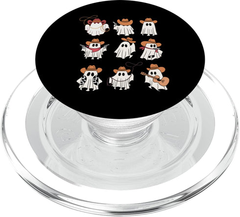 Boo Haw Western Cowboy Ghost Cowgirl Funny Halloween Spooky PopSockets PopGrip for iPhone