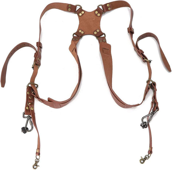 Fdit Lightweight Anti-Breakage Leather Double Shoulder Harness Strap for DSLR Cameras (23 * 17 * 6cm-2#)
