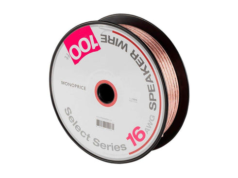 Monoprice Speaker Wire - 100 Feet With A Color Coded Conductor, 16AWG, Durable Plastic Jacket - Select Series