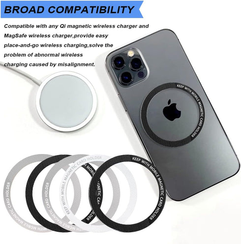 12 Pcs Magnetic Wireless Charging Metal Ring Kit, Ultra Thin Notched & Round Conversion for MagSafe iPhone