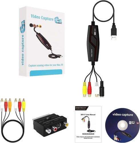 VIXLW Hi8 VHS to Digital Converter,Video Capture Card Device,VHS VCR Mini DV to Mac Digital Converter,RCA to USB Video