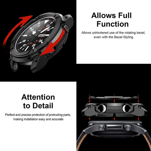 Case for Samsung Galaxy Watch 4 Classic 42mm 46mm, Protective Cover with Rotatable Bezel Ring (Black)