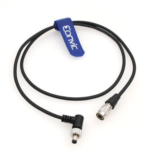 Eonvic Hirose 4 Pin Male for Sony F5 F55 Camera to Locking 2.1mm DC Right Angle Power Cable for Lectrosonics