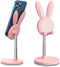 OATSBASF Cute Cell Phone Stand, Adjustable Bunny Phone Holder for Desk, Thick Case Friendly for All Phones (Pink)