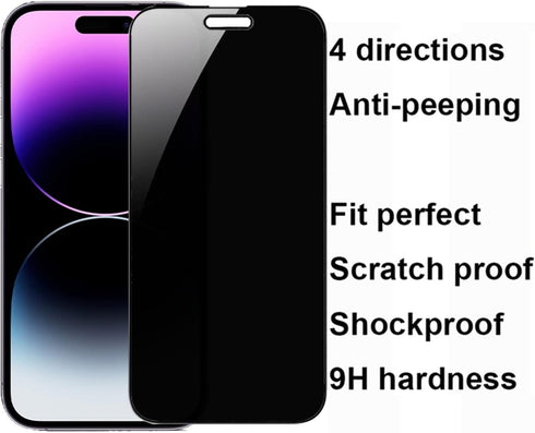 2 Pack 360° Privacy Tempered Glass for iPhone 14 Pro Max/iPhone 15 Plus - Anti-Spy, 9H Hardness, 6.7" Screen Protector.