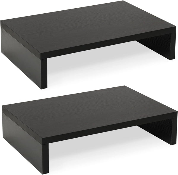 TEAMIX Wood Monitor Stand Riser-2 Pack, 2 Tier Adjustable Monitor Stand Dual