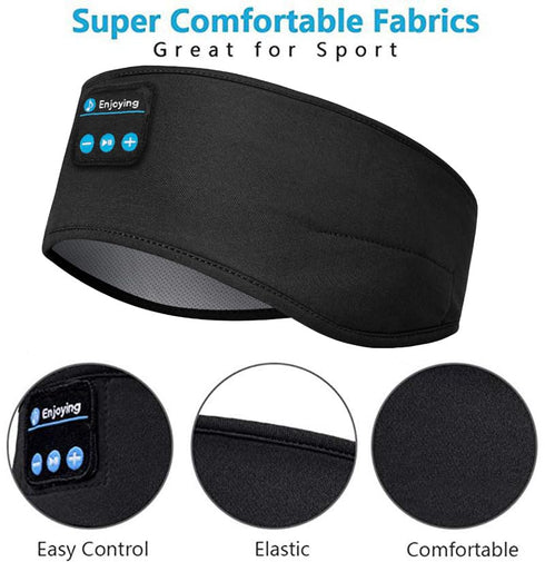 Wireless Bluetooth Sports Headband Headphones, Ultra-Thin HD Stereo for Sleeping, Workout, Meditation, Black
