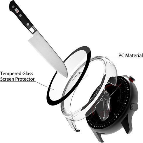 Hard PC Case with Tempered Glass Screen Protector for GTR 3 Pro/GTR 3 Smartwatch 2021 (Black, 1)