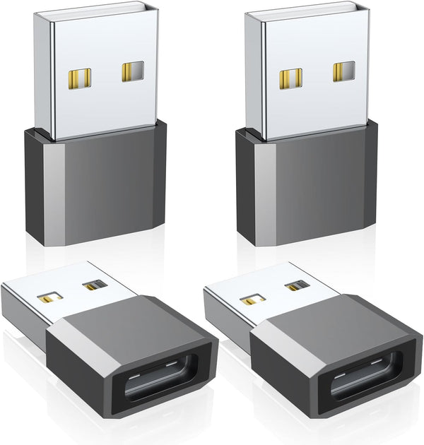 QianLink USB C to USB Male Adapter 4 Pack, Type C Charging Cord for iPhone 15 14 13 12 Pro Max, iPad Pro Air, Samsung