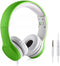 Kids Headphones with Mic & Volume Limiting, Two Audio Ports for Sharing, for Toddlers Boys Girls (Green)