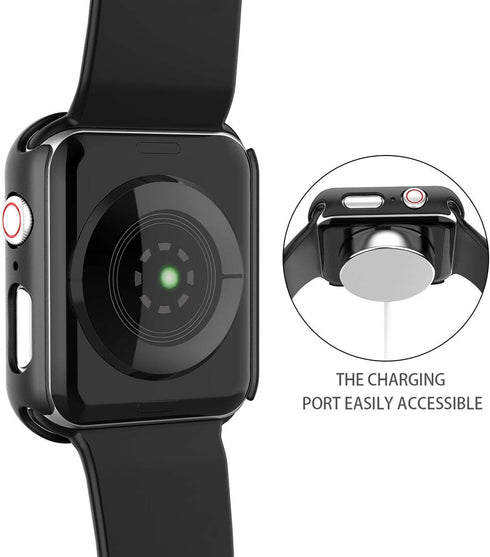 Black Hard Case for Apple Watch SE Series 6/5/4 44mm with Screen Protector