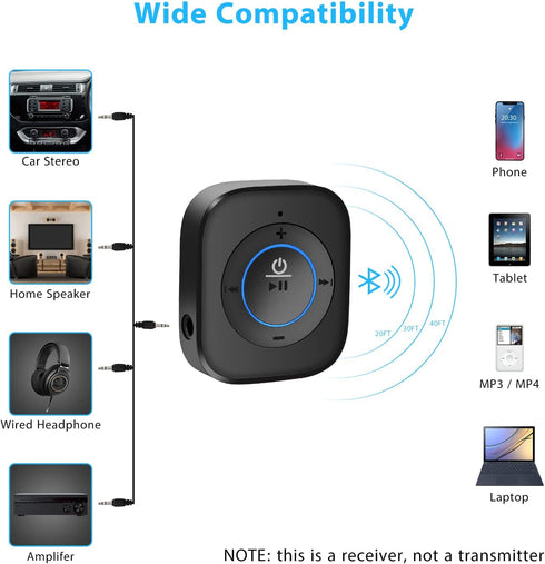 iDIGMALL 2023 Latest Bluetooth 5.3 Audio Receiver - for Speaker, Wireless 3.5mm Aux Hi-Fi Music Adapter with Noise