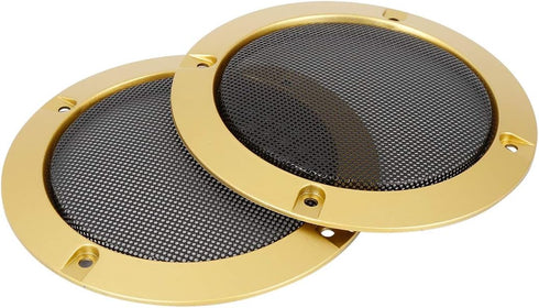 X AUTOHAUX 2pcs 4" Car Metal Audio Speaker Cover, Black Glossy Mesh Subwoofer Grill Horn Guard, Decorative Circle