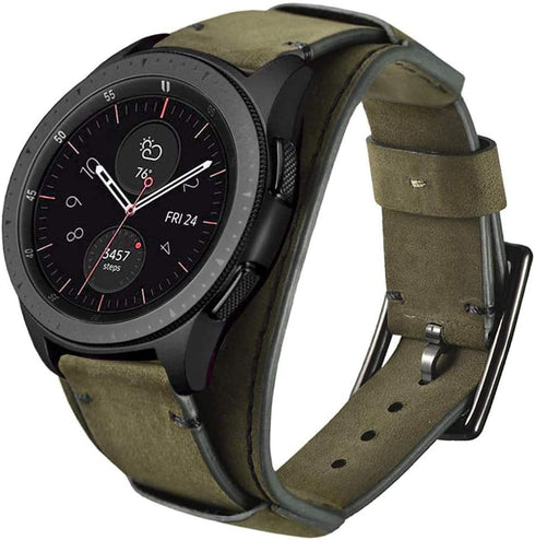 Compatible with Samsung Galaxy Watch 46mm/Watch 3 45mm/Gear S3 Bands, 22mm Vintage Genuine Leather Cuff Strap
