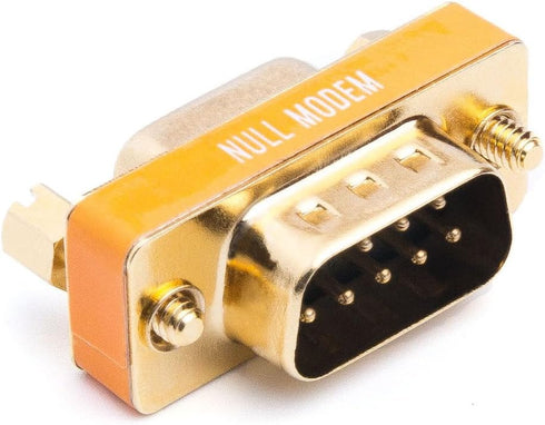 DB9 Null Modem Adapter Male to Female, Slimline Data Transfer Serial Port Adapter, Gold Plated 2 Pack